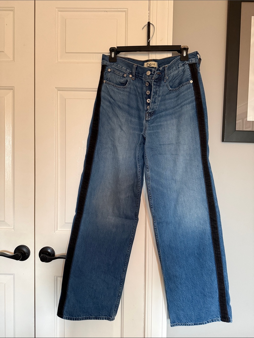 Madewell Low Slung Baggy Jeans with Black Side Stripe